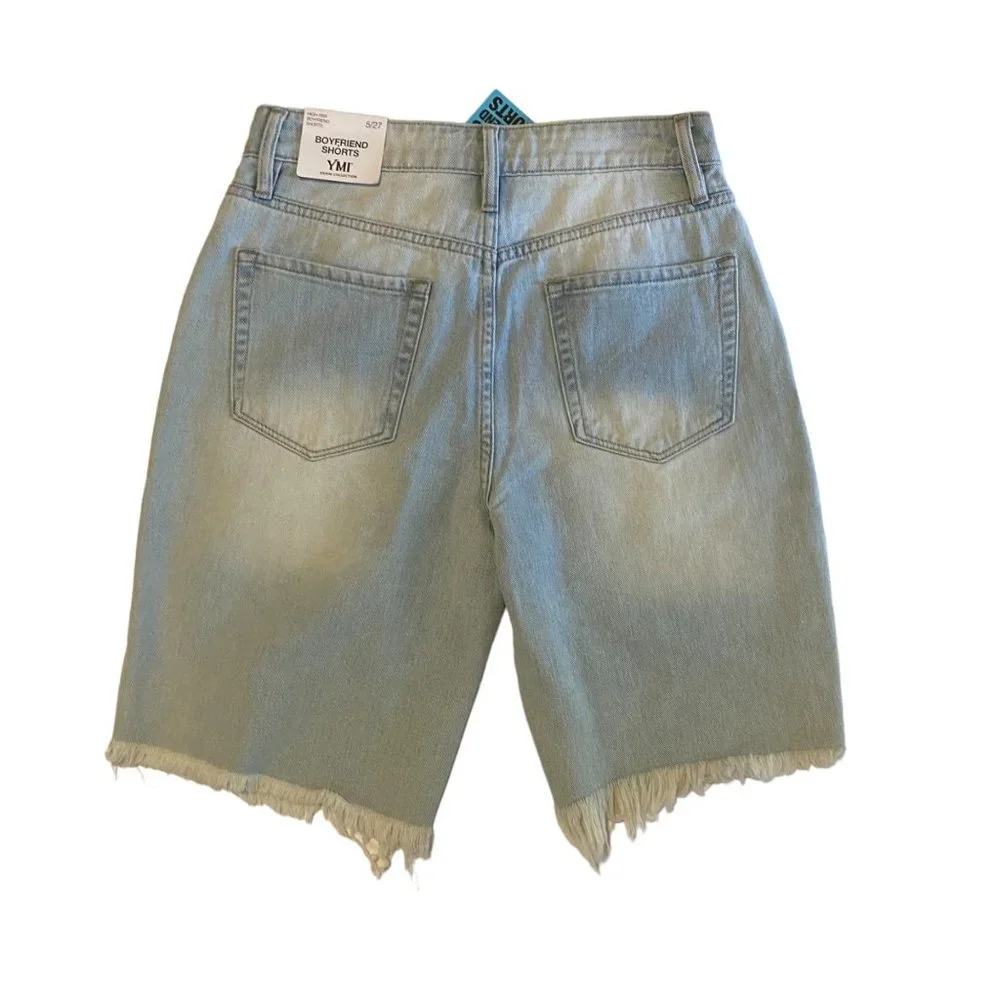 NWT YMI Junior Distressed High Rise Waisted Boyfriend Shorts Denim Jeans Sz 5/27 - Picture 9 of 9